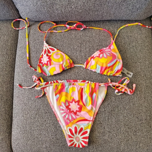 New Shein 3pc Bathing Suit Set Size L - Picture 3 of 7